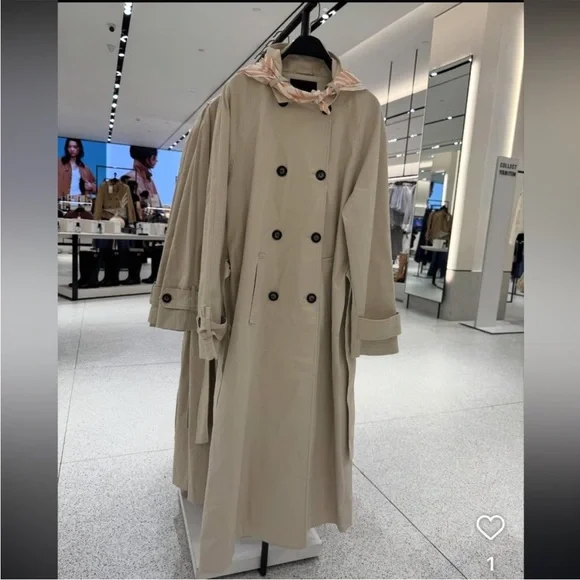 Zara Beige Trench Coat with scarf - Picture 11 of 13